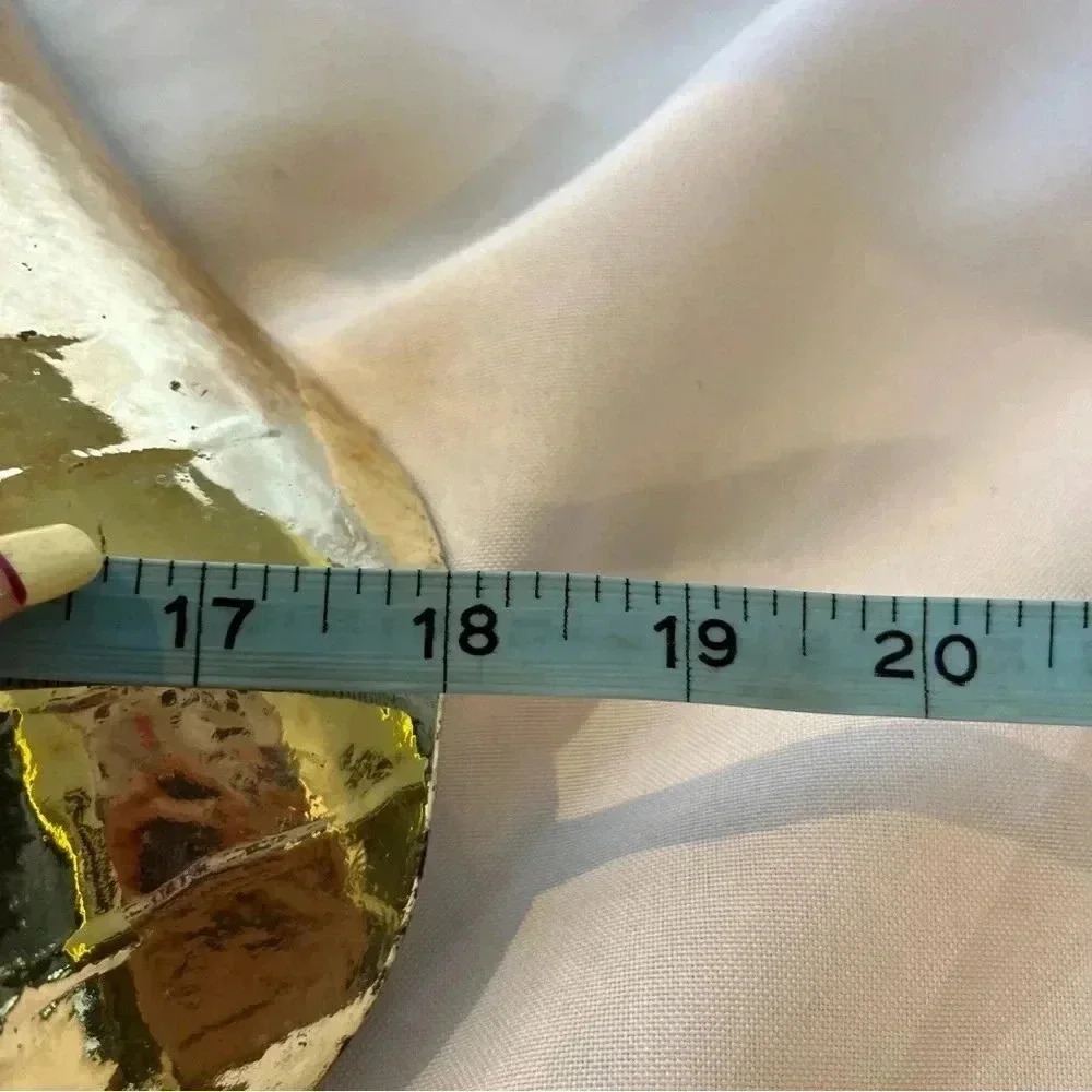 Gorgeous Handmade Gold Foiled Glass Decorative Halfshell Clam Dish Large - Picture 6 of 7